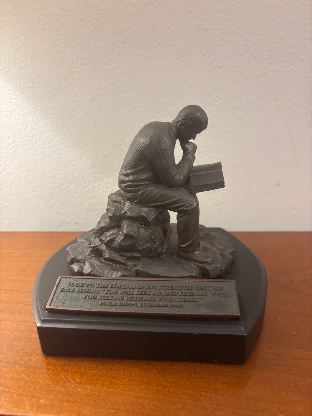 Lighthouse Christian “Putting God First” Man Sculpture Bronze Tone
